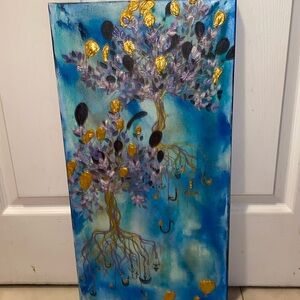 Unframed Original on Canvas in Acrylic & Acrylic Ink suspended Floating Trees